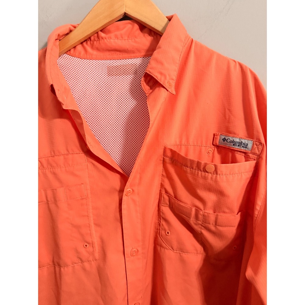 Columbia PFG‎ Tamiami II Fishing Shirt XL Orange Short Sleeve Button Up FM7266 - Picture 2 of 5